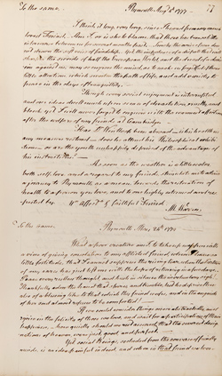 Letter from Mercy Otis Warren to Hannah Winthrop (letterbook copy), 4 August 1777 Manuscript