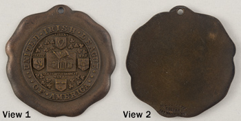 United Irish League of America medal Bronze uniface