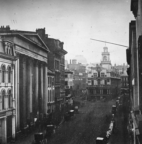 `State St. looking up` Lantern slide