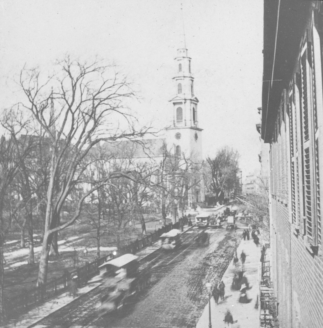 `Tremont St. East Side, looking north from Mason St.` Lantern slide