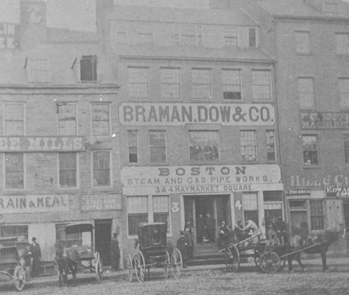 `Braman Dow & Co., Haymarket Square` Lantern slide