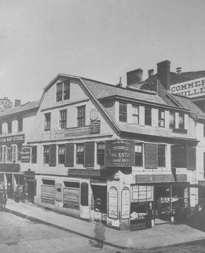 Old Corner Bookstore, cor. Washington & School St. Lantern slide