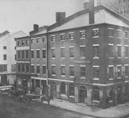 Corner of Broad & State Sts. Lantern slide