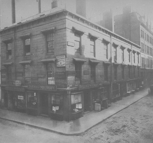 `Tudor Bldg., cor. Court St. & Court Sq.` Lantern slide