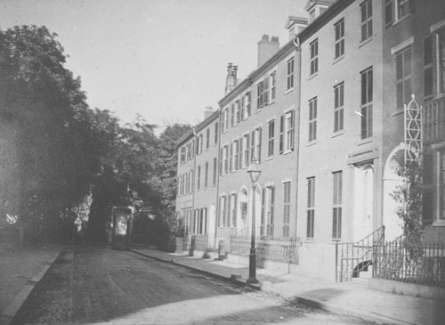 `Winthrop Place, looking north from Summer St.` Lantern slide