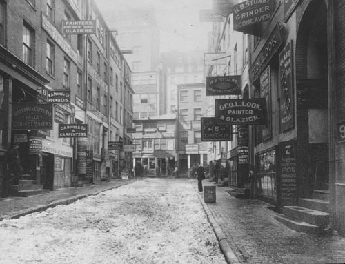 `Province Court, looking west towards Province St.` Lantern slide