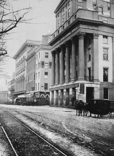 `Tremont St. east side, between Bromfield and School St.` Lantern slide