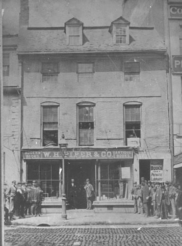 W.H. Piper Bookstore, Washington St. at head of Franklin St. Lantern slide