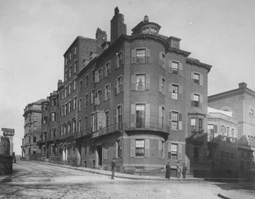 `Cor. Mt. Vernon & Beacon St.` Lantern slide