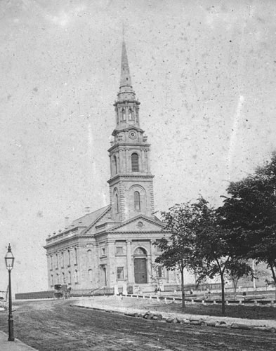 `Arlington St. Church, cor. Boylston & Arlington St.` Lantern slide