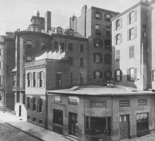 `Cor. Beacon & Bowdoin St.` Lantern slide