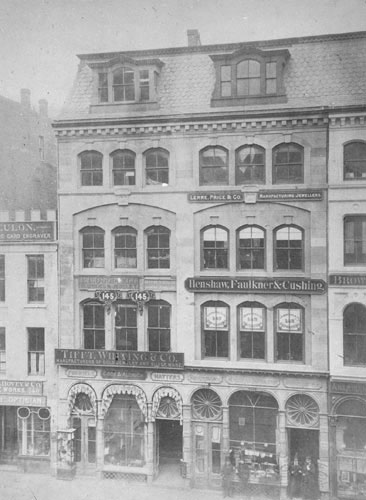 `Washington St. west side, between School & Bromfield St.` Lantern slide