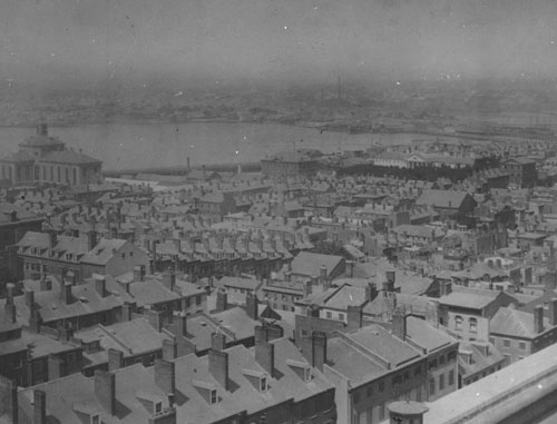 `N.N.W. View over Boston, from State House` Lantern slide