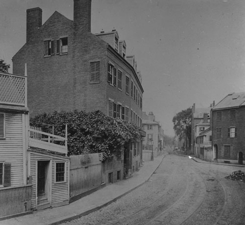 `Tremont St. No. from Warrenton, before widening in 1869` Lantern slide