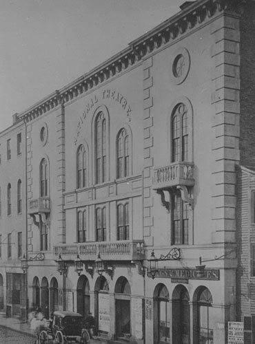 `National Theatre, Portland near Traverse St.` Lantern slide