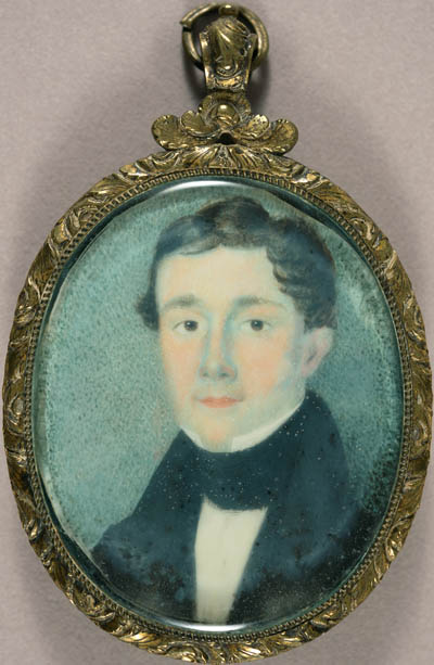 Unidentified gentleman of the Crafts family, Charlestown, Mass. Miniature portrait, watercolor on ivory