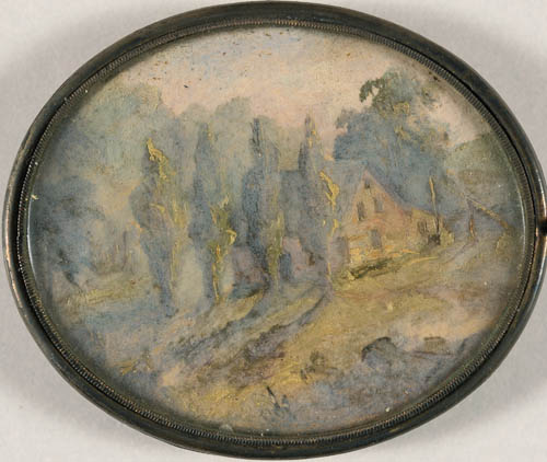 House built in 1790 by General Othniel Taylor Miniature landscape, oil on unidentified surface