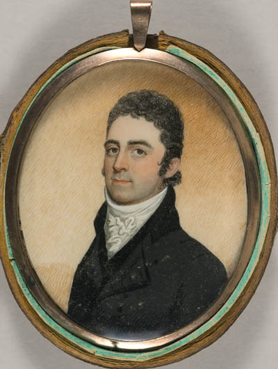 Unidentified gentleman, possibly a member of the Wigglesworth family Miniature portrait, watercolor on ivory