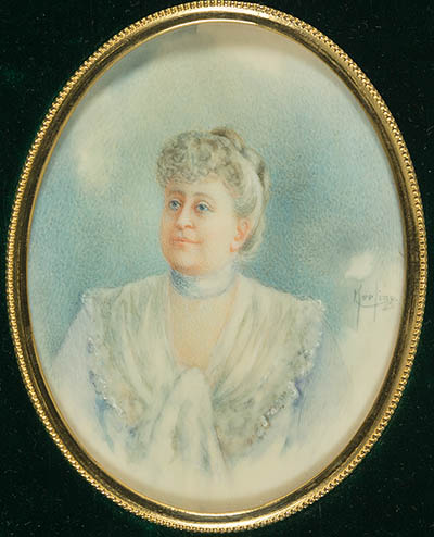 Laura Norcross  Marrs [Mrs. Kingsmill Marrs] Miniature portrait, watercolor on ivory