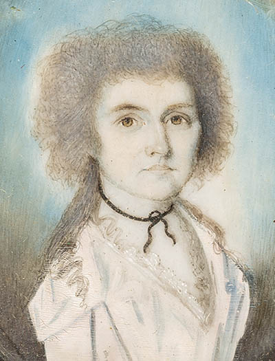 Unidentified daughter of John Still Winthrop Miniature portrait, watercolor on ivory, glued to a playing card