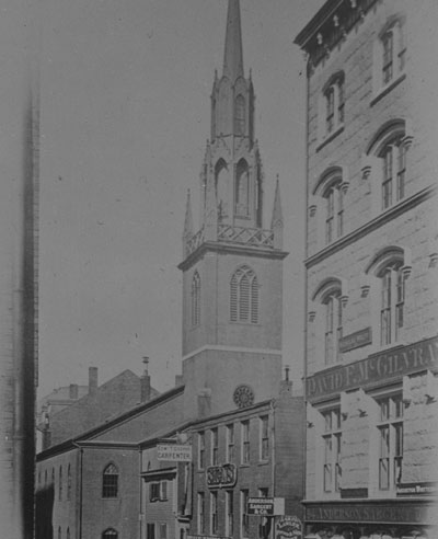 `Federal St. Church, cor. Federal & Franklin St.` Lantern slide