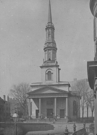 `New South Church, Church Green, cor. Summer & Bedford St.` Lantern slide