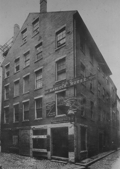 `Hancock House (Tavern), Corn Court off Faneuil Hall Sq.` Lantern slide