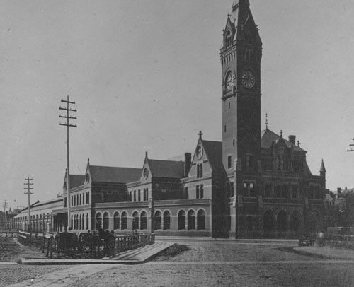 `Providence Station, Park Sq.` Lantern slide