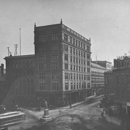 `Hemenway Bldg., cor. Court & Tremont St.` Lantern slide