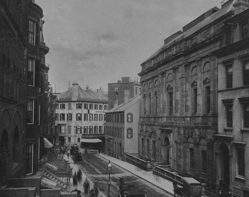 `Beacon St., north from Park St.` Lantern slide