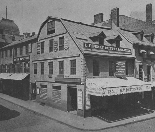 Old Corner Book Store, cor. Washington & School St. Lantern slide