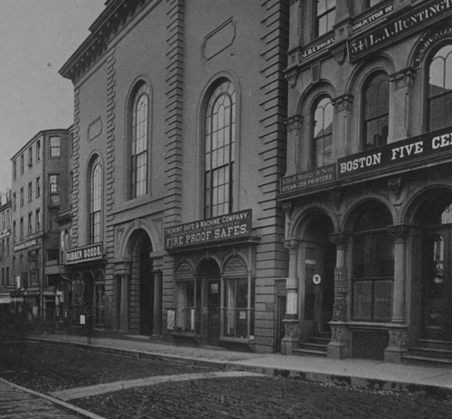 `Second Universalist Church, School St., down` Lantern slide