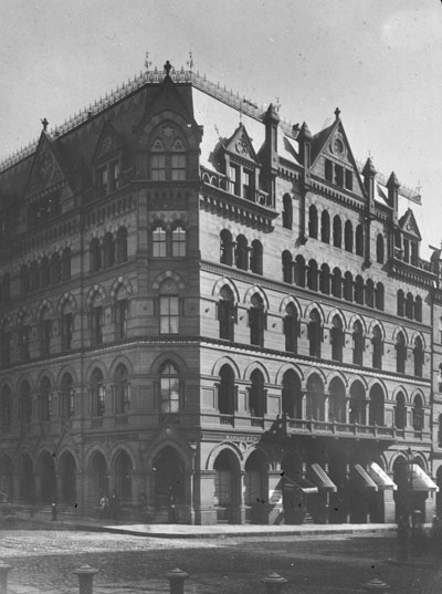 `Hotel Boylston, cor. Boylston & Tremont St., site of Touraine Hotel` Lantern slide