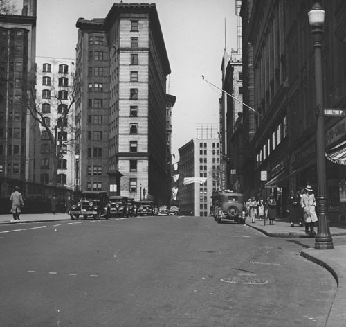 `Tremont St., north from Hamilton Place` Lantern slide