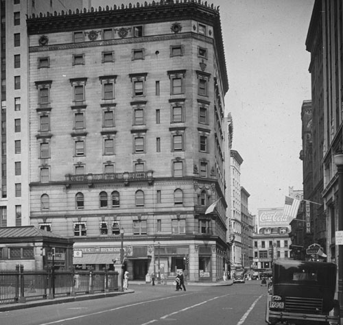 `Cor. Tremont & Boylston St., N.E. corner` Lantern slide