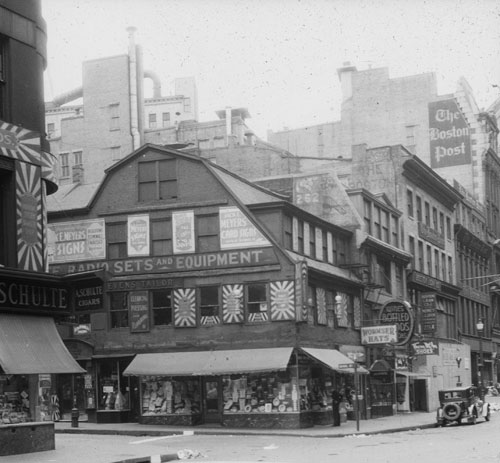 Cor. School & Washington St. Lantern slide