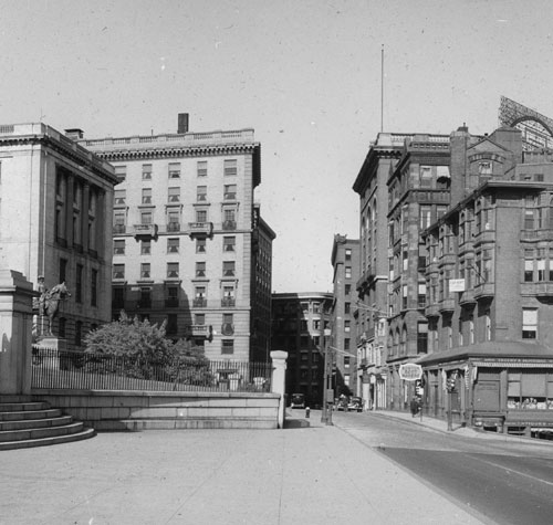 `Beacon St., east from front of State house` Lantern slide