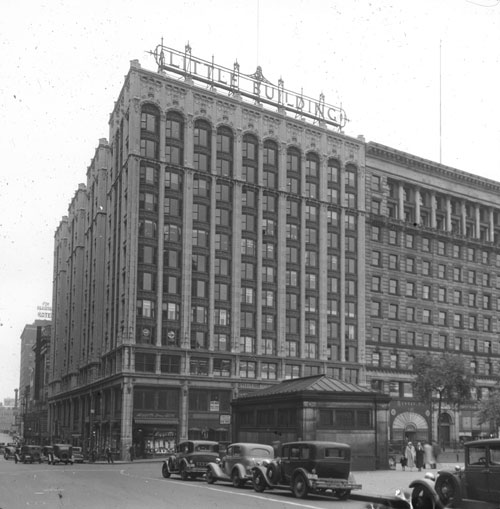 `Little Bldg., cor. Tremont & Boylston St.` Lantern slide