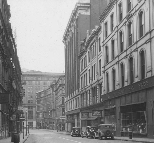 Franklin St., down from Washington St. Lantern slide