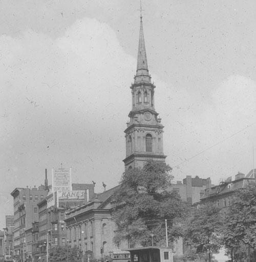 `Arlington St. Church, cor. Arlington & Boylston St.` Lantern slide