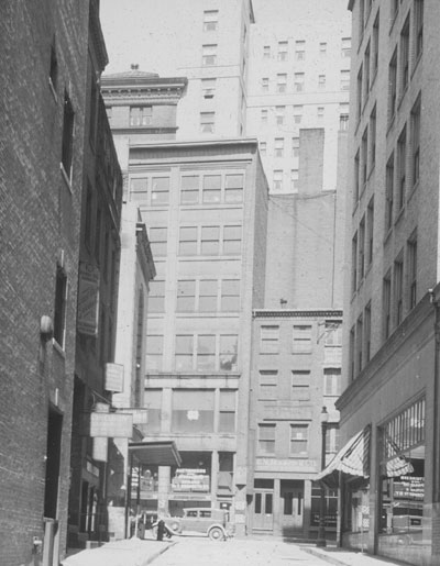 `Province Court, west to Province St.` Lantern slide