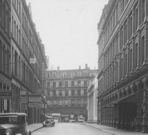 `Devonshire St., towards Summer St.` Lantern slide