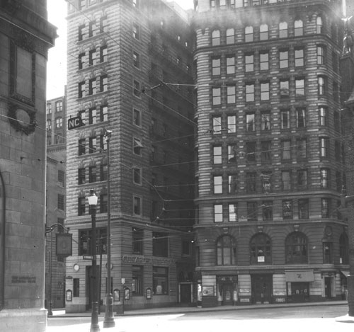 `Cor. State & Congress St.` Lantern slide