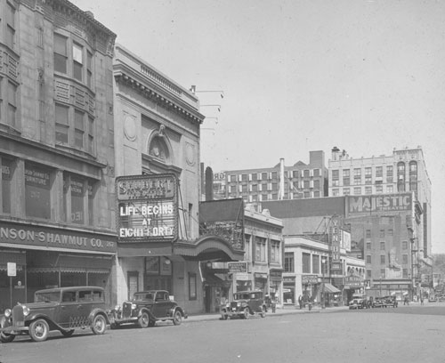 `Tremont St., north from Hollis St.` Lantern slide