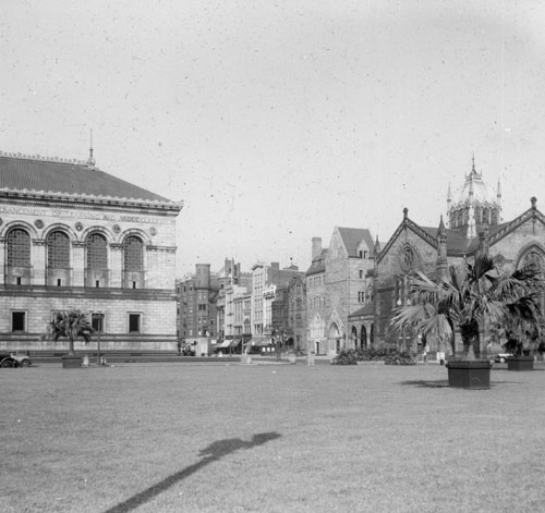 `Cor. Dartmouth and Boylston St.` Lantern slide