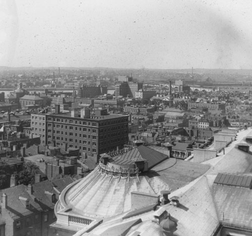 `View over Boston, N.N.W. from State House` Lantern slide