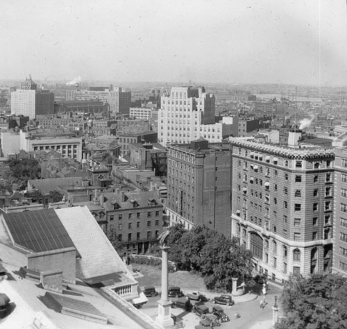 `View over Boston, N.E. from State House` Lantern slide