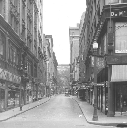 Bromfield St., up from Washington St. Lantern slide