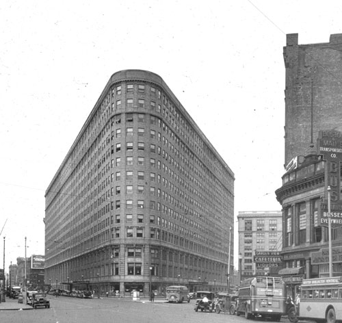 `Park Sq., west from Boylston St.` Lantern slide