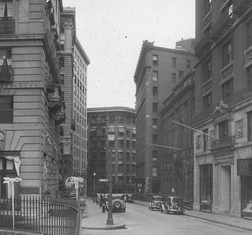 `Beacon St., north from Park St.` Lantern slide